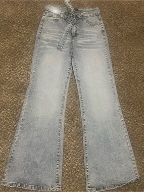 NWT CHICME Rhinestone Wide Leg Jeans M Fits Like L - Little Stretch